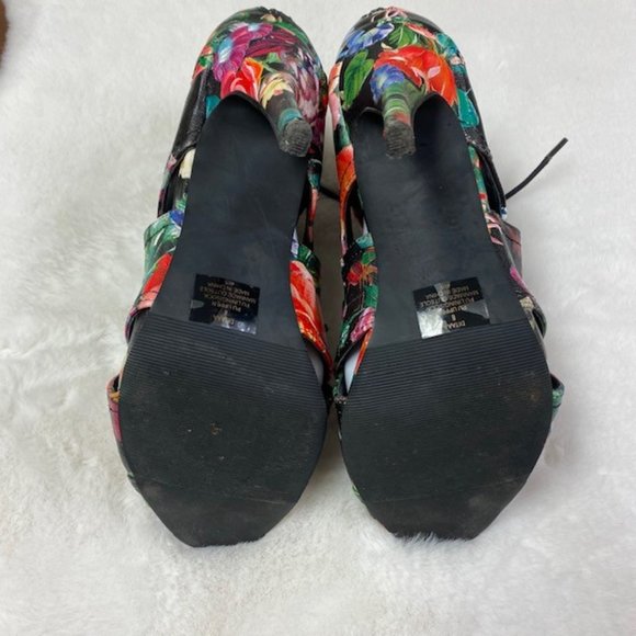 Madden Girl Dita‎ Floral Lace Up Stilettos Open Toe Heels, size 8 - Picture 7 of 10